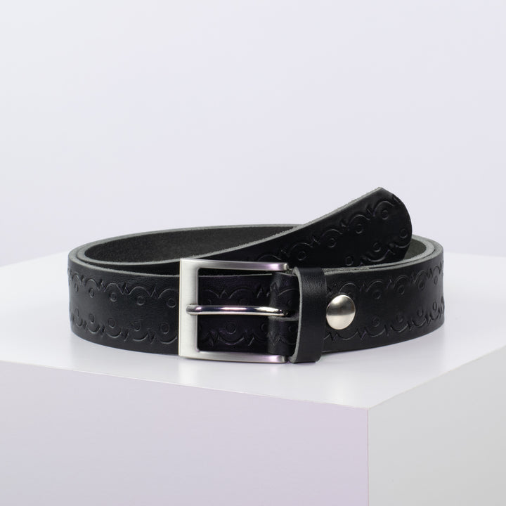 Ledergürtel 3,5cm mit Schnalle New York schwarz Lochwelle