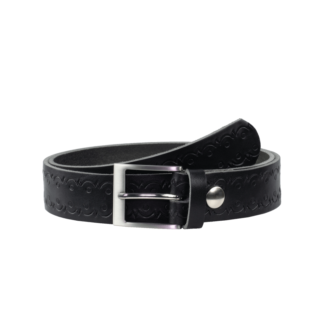 Ledergürtel 3,5cm mit Schnalle New York schwarz Lochwelle