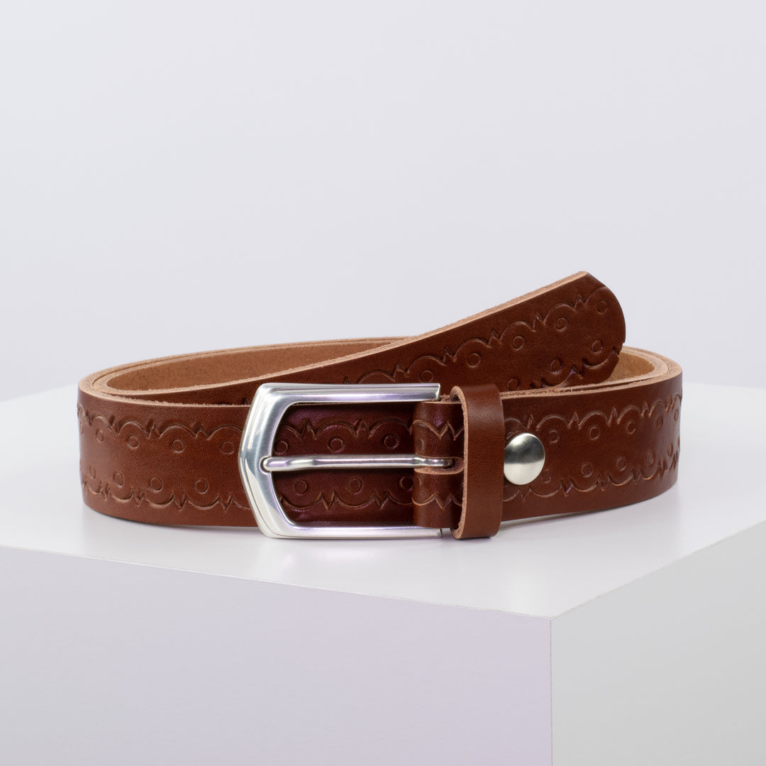 Ledergürtel 3,5cm mit Schnalle Marrakesch cognac Lochwelle