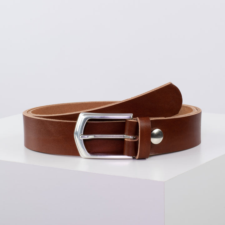 Ledergürtel 3,5cm mit Schnalle Marrakesch cognac ohne Muster