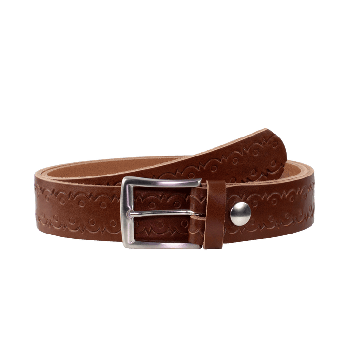 Ledergürtel 3,5cm mit Schnalle Toronto silber cognac Lochwelle