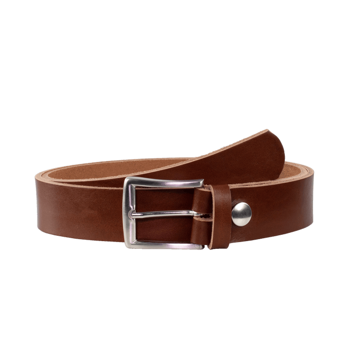 Ledergürtel 3,5cm mit Schnalle Toronto silber cognac ohne Muster