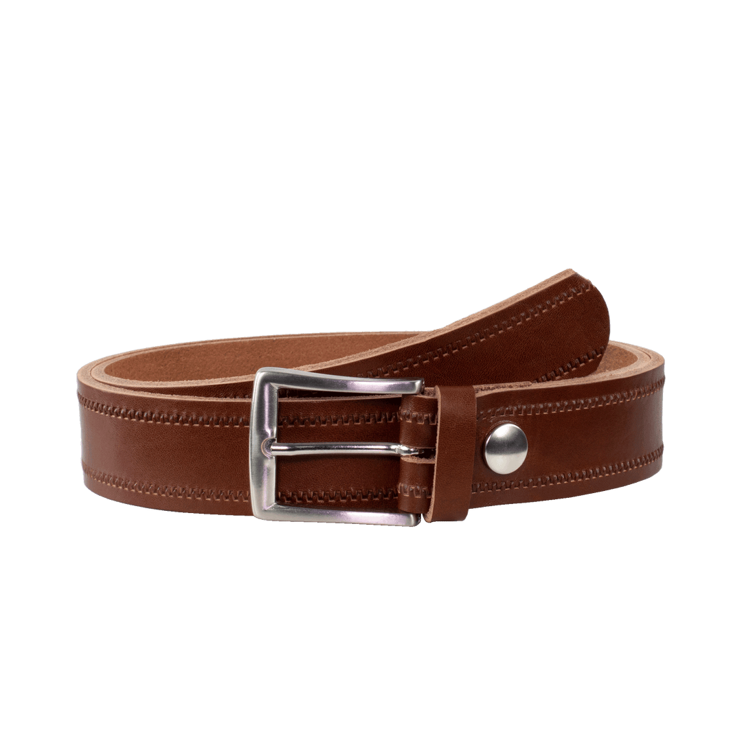 Ledergürtel 3,5cm mit Schnalle Toronto silber cognac Reißverschluss
