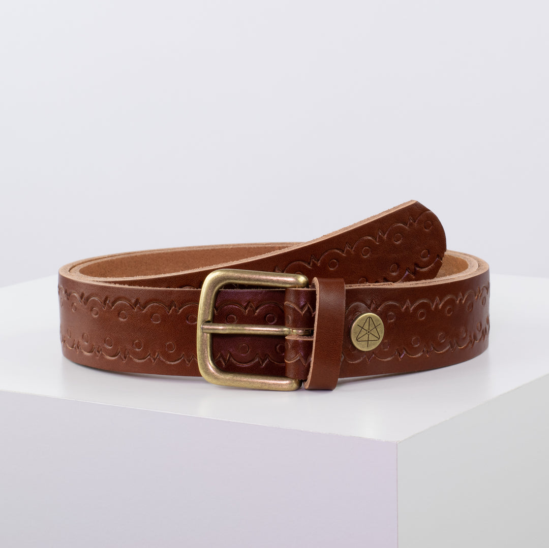 Ledergürtel 3,5cm mit Schnalle Granada cognac Lochwelle