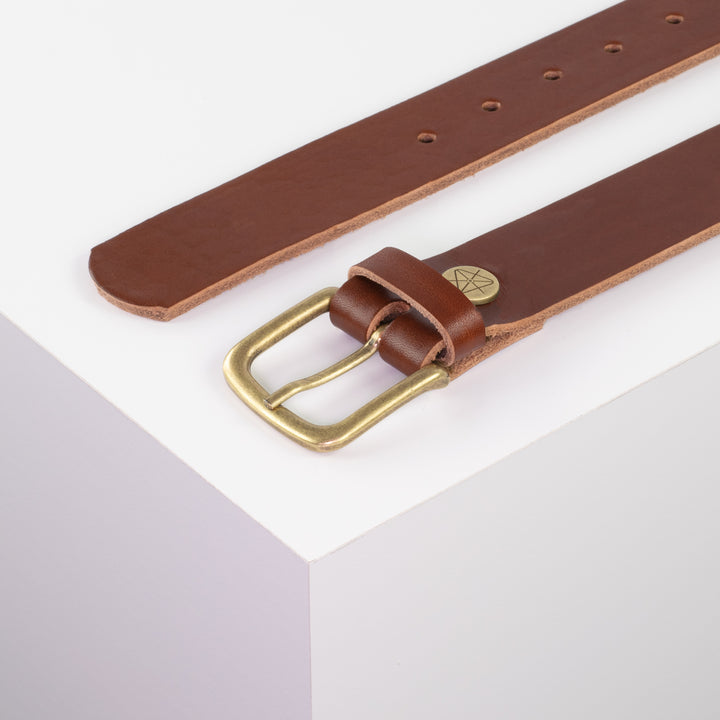 Ledergürtel 3,5cm mit Schnalle Granada cognac ohne Muster