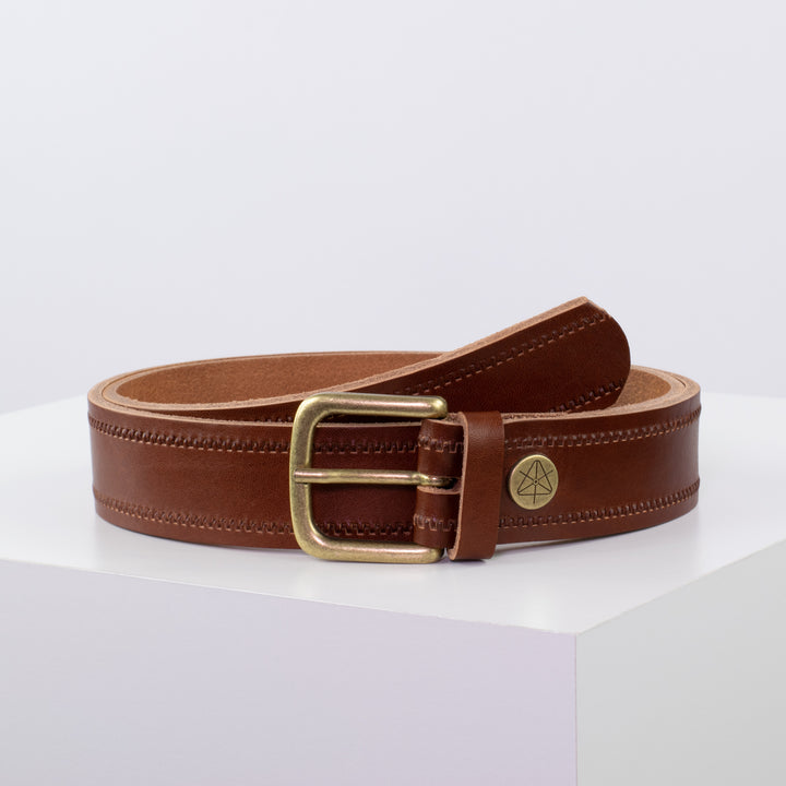 Ledergürtel 3,5cm mit Schnalle Granada cognac Reißverschluss