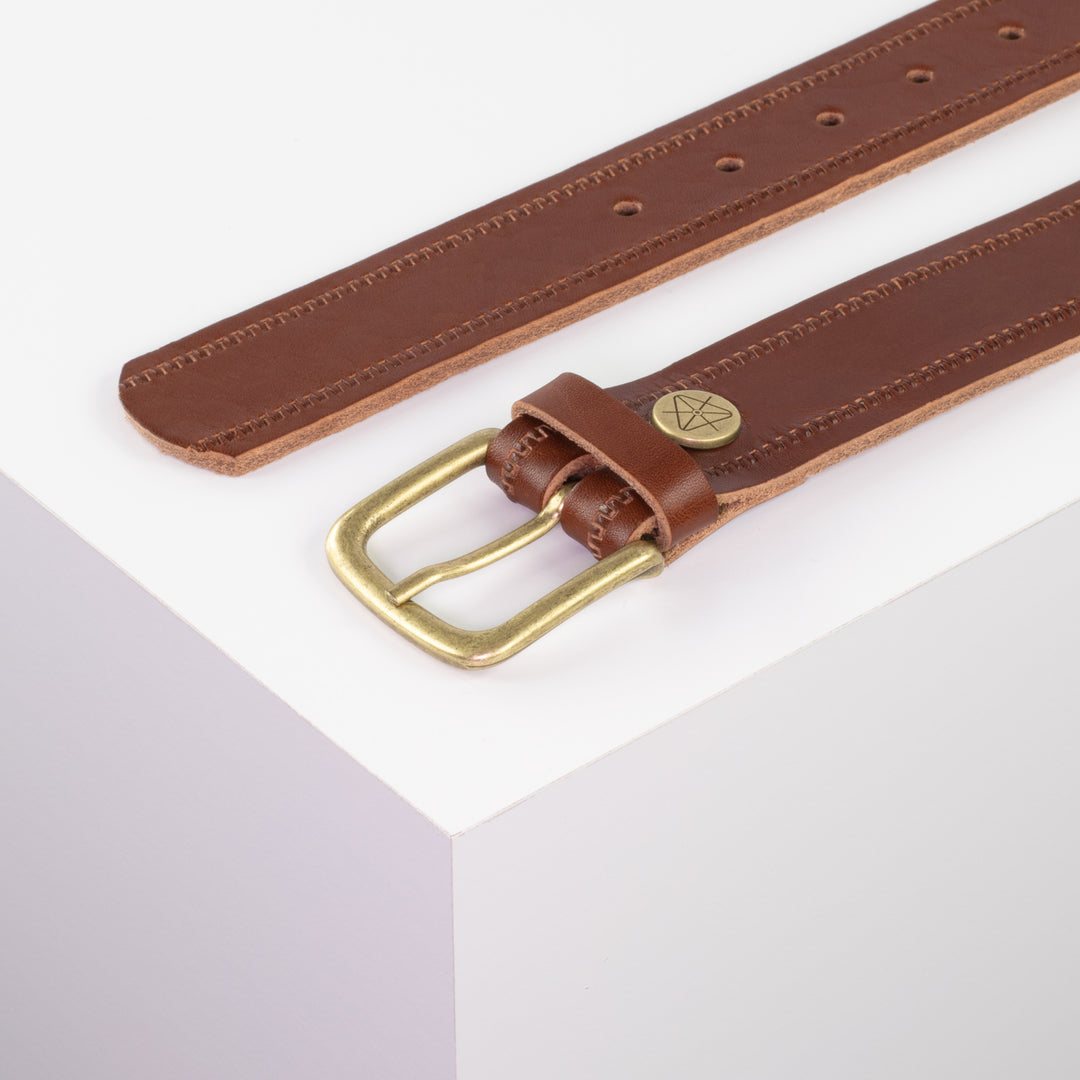 Ledergürtel 3,5cm mit Schnalle Granada cognac Reißverschluss