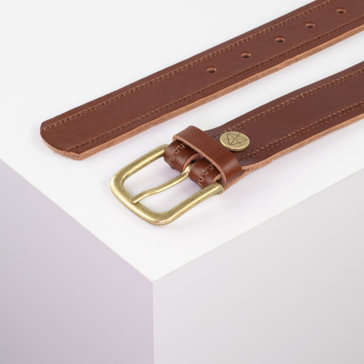 Ledergürtel 3,5cm mit Schnalle Granada cognac Reißverschluss