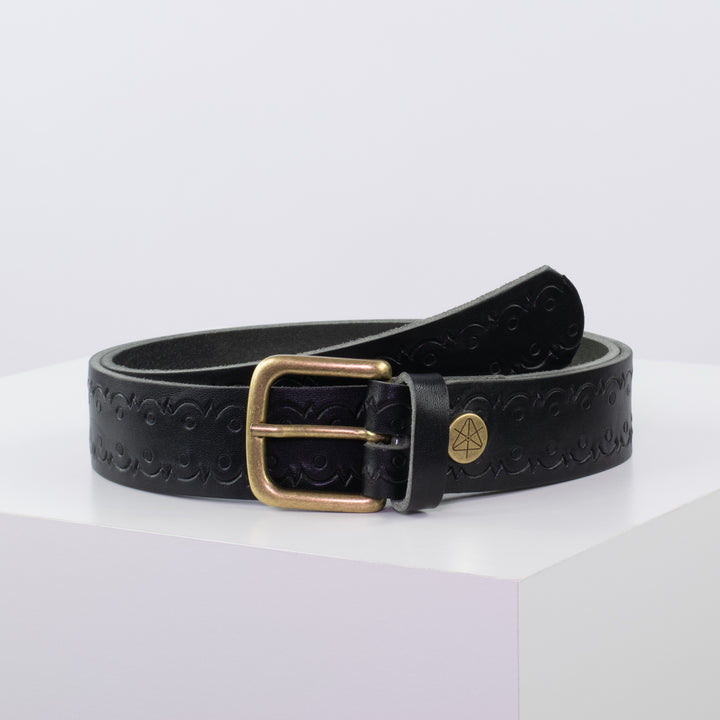 Ledergürtel 3,5cm mit Schnalle Granada schwarz Lochwelle