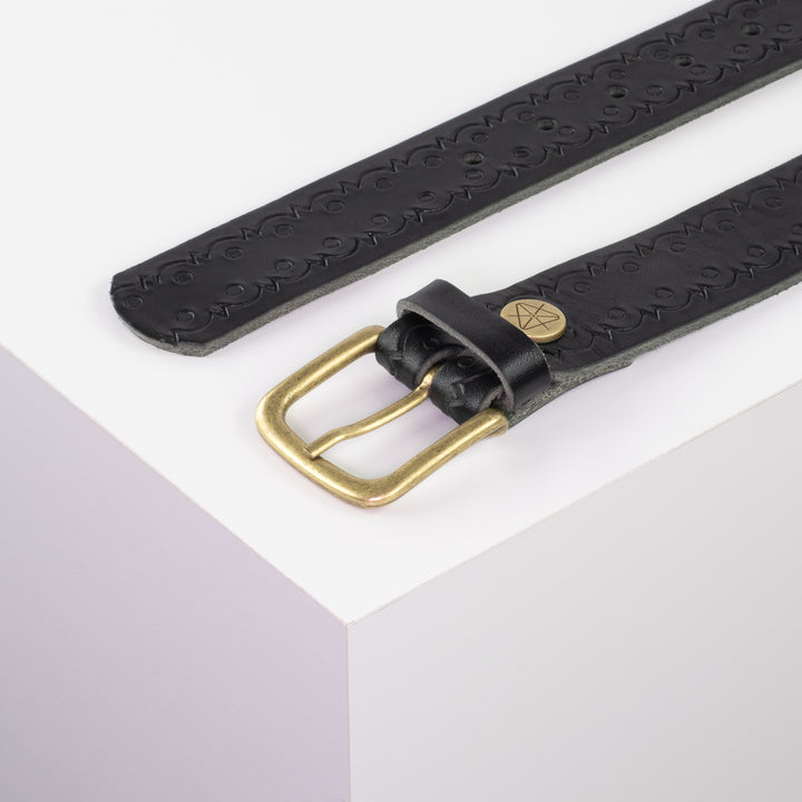 Ledergürtel 3,5cm mit Schnalle Granada schwarz Lochwelle
