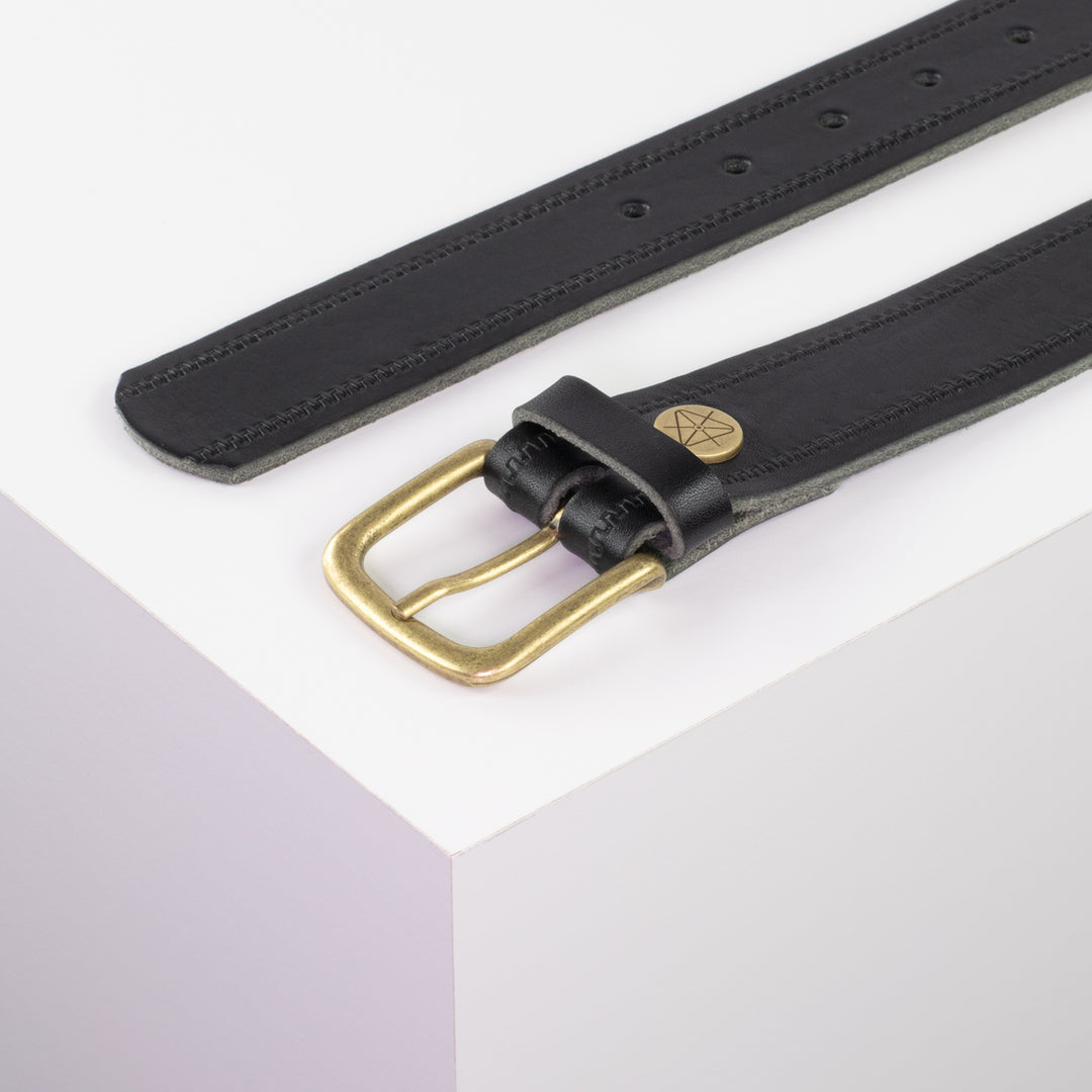 Ledergürtel 3,5cm mit Schnalle Granada schwarz Reißverschluss