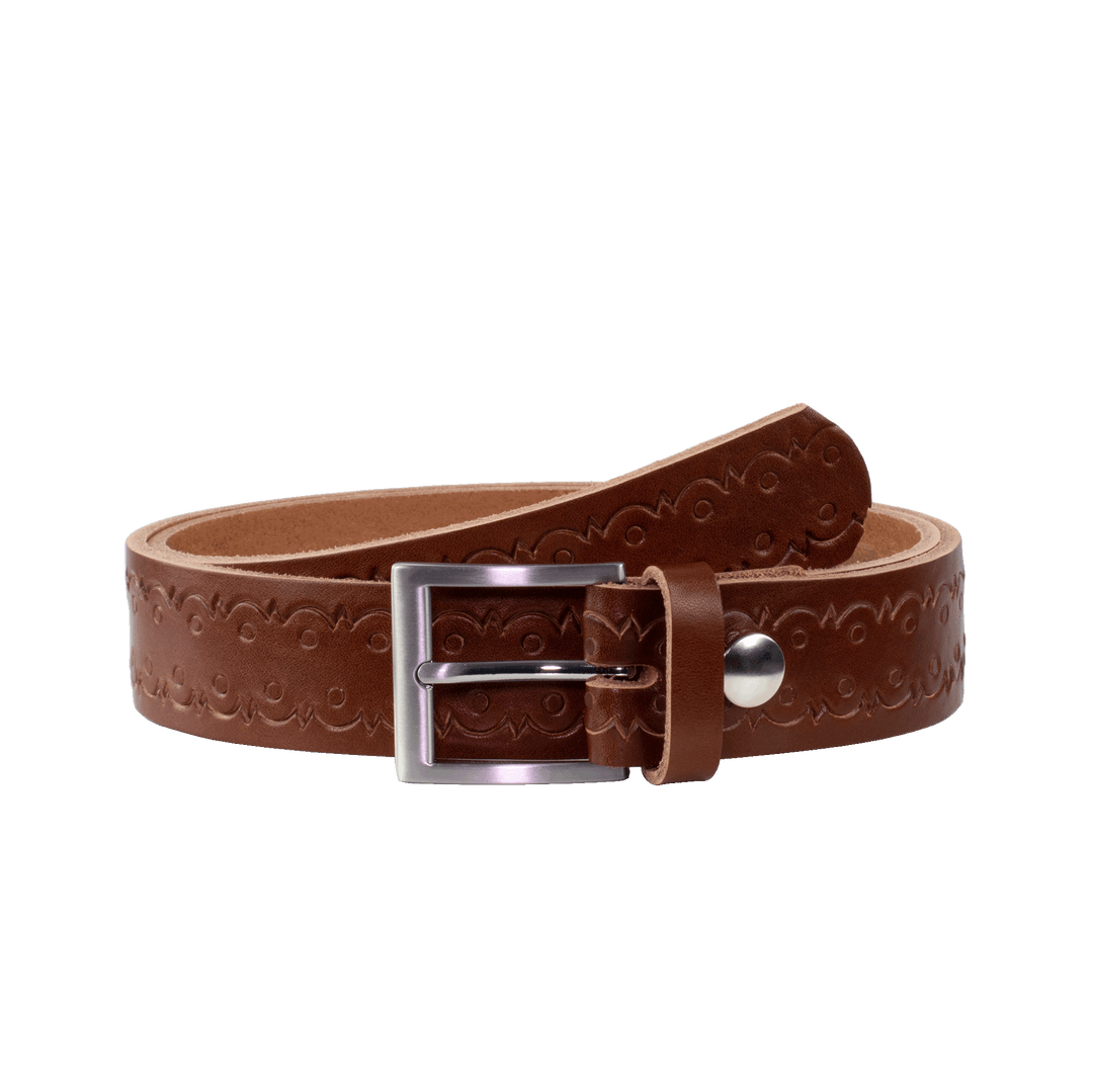 Ledergürtel 3,5cm mit Schnalle San Francisco cognac Lochwelle
