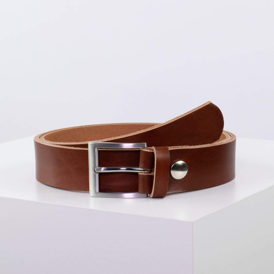 Ledergürtel 3,5cm mit Schnalle San Francisco cognac ohne Muster