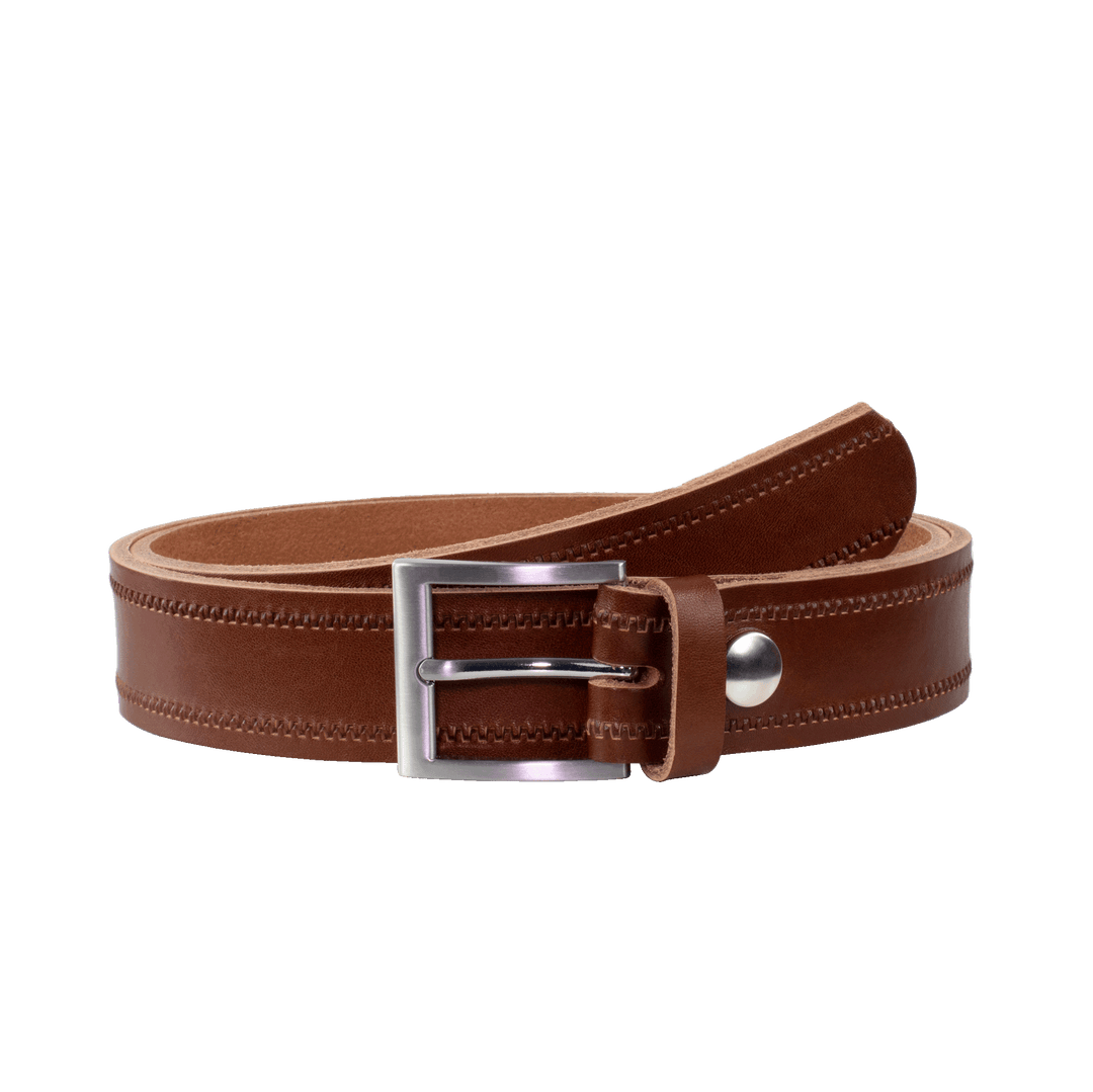 Ledergürtel 3,5cm mit Schnalle San Francisco cognac Reißverschluss