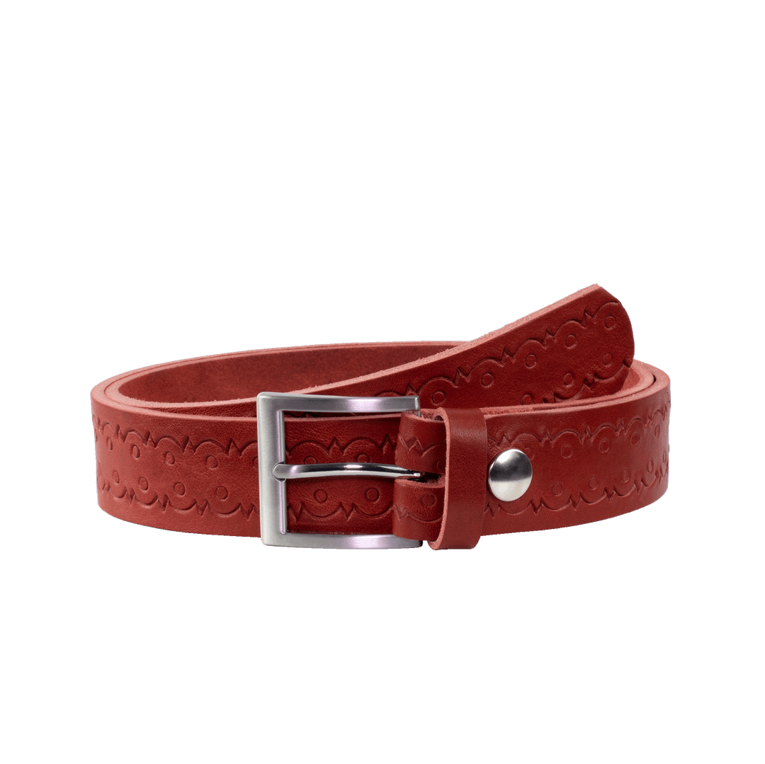 Ledergürtel 3,5cm mit Schnalle San Francisco rot Lochwelle