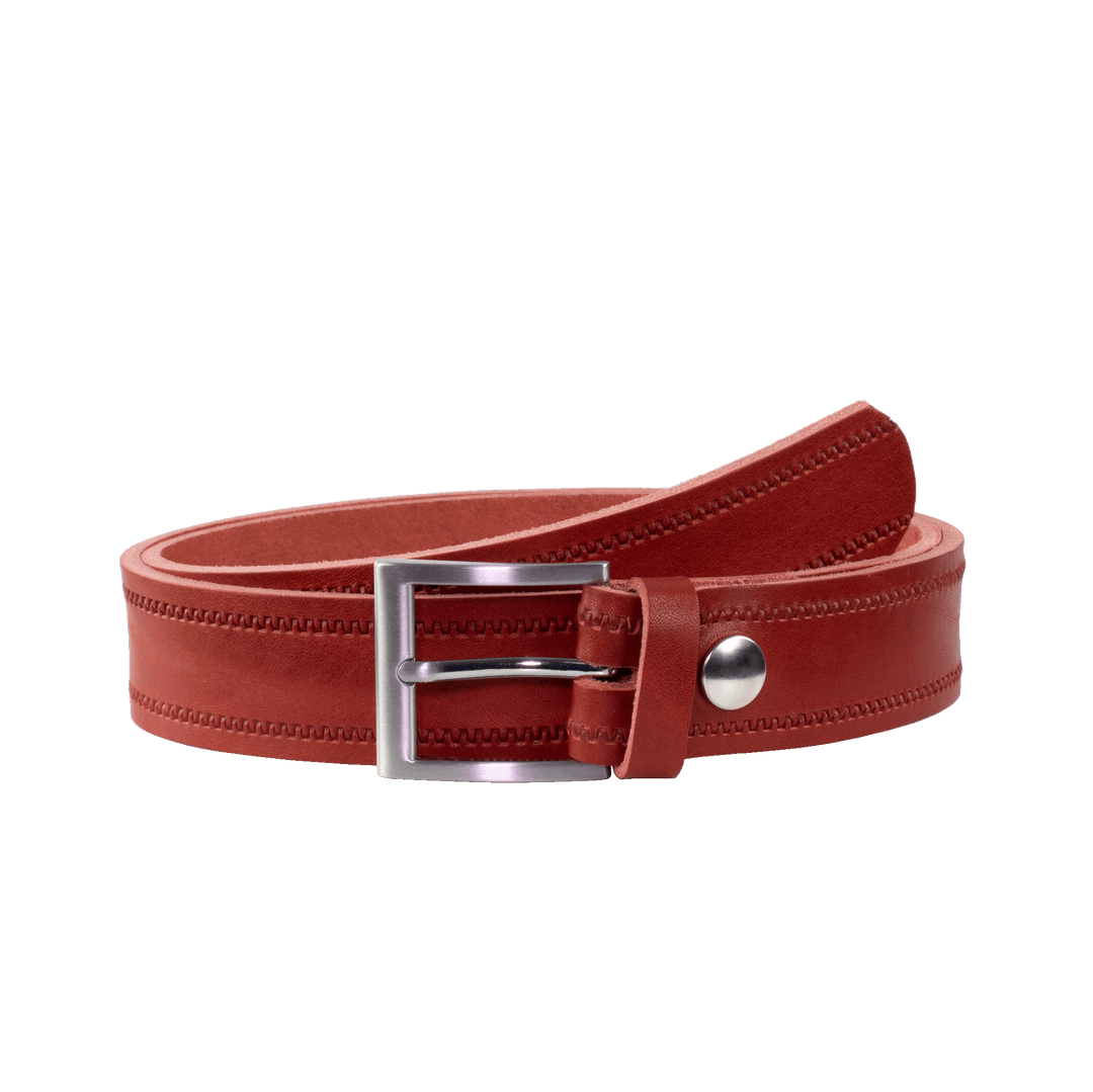 Ledergürtel 3,5cm mit Schnalle San Francisco rot Reißverschluss