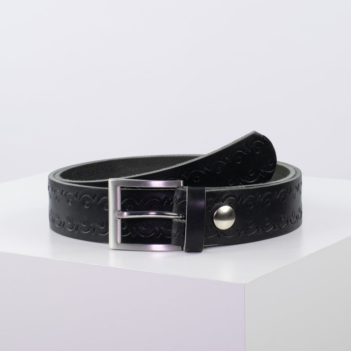 Ledergürtel 3,5cm mit Schnalle San Francisco schwarz Lochwelle