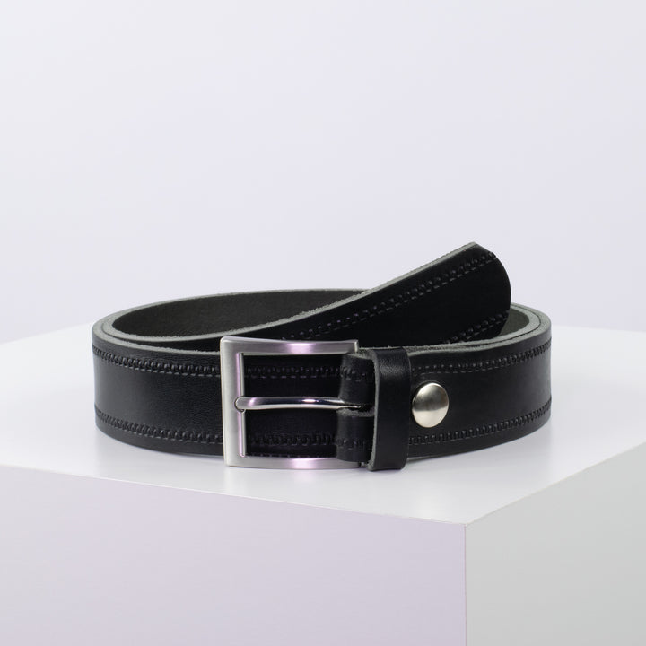 Ledergürtel 3,5cm mit Schnalle San Francisco schwarz Reißverschluss