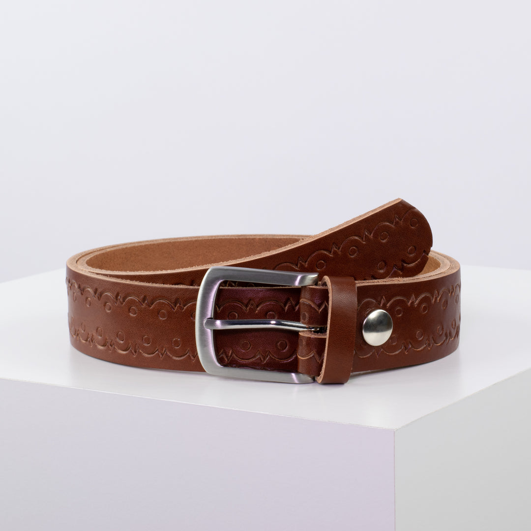 Ledergürtel 3,5cm mit Schnalle Frankfurt cognac Lochwelle