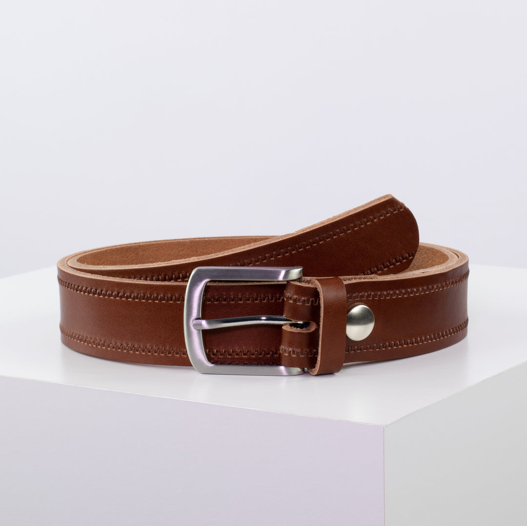 Ledergürtel 3,5cm mit Schnalle Frankfurt cognac Reißverschluss