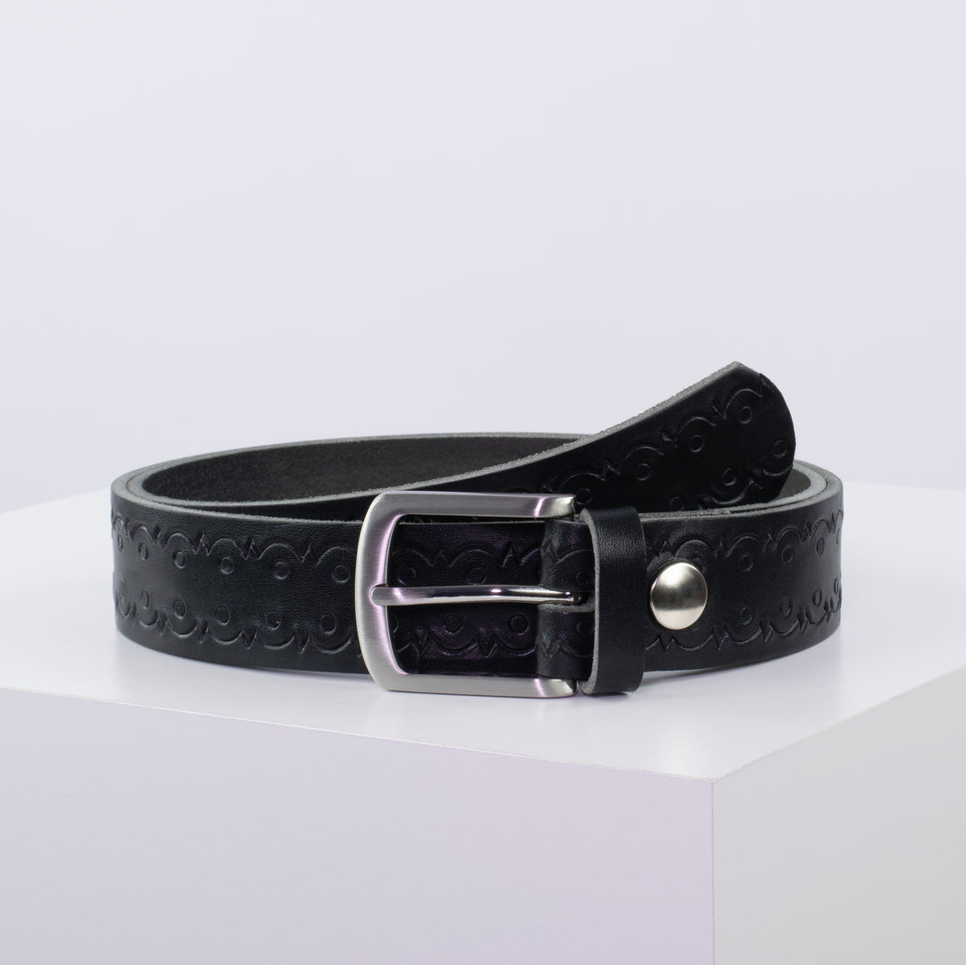 Ledergürtel 3,5cm mit Schnalle Frankfurt schwarz Lochwelle