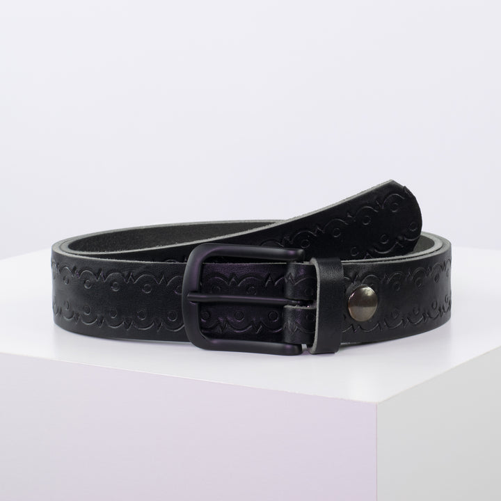 Ledergürtel 3,5cm mit Schnalle Rio schwarz Lochwelle