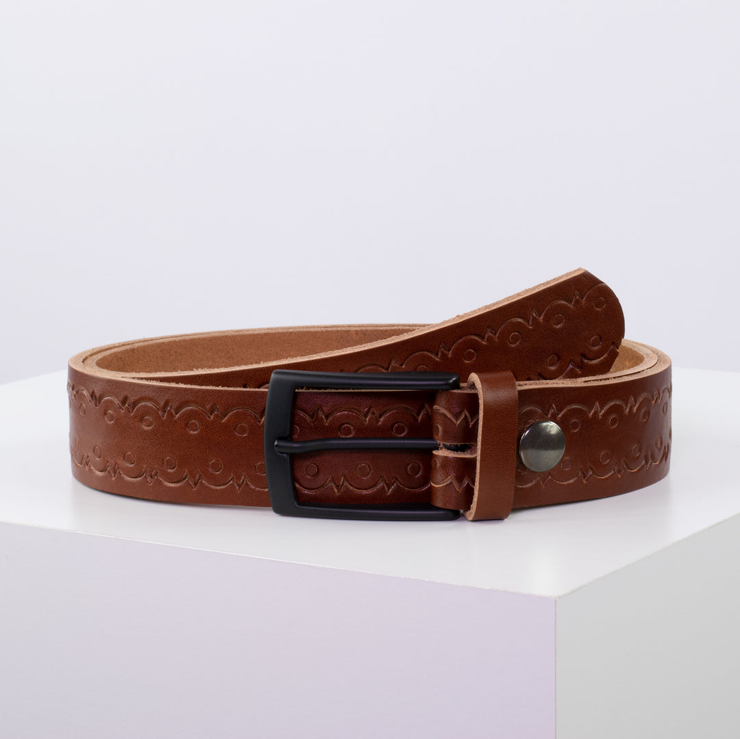 Ledergürtel 3,5cm mit Schnalle Cape Town cognac Lochwelle