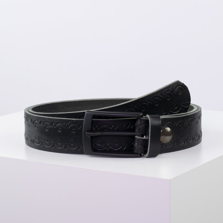 Ledergürtel 3,5cm mit Schnalle Cape Town schwarz Lochwelle