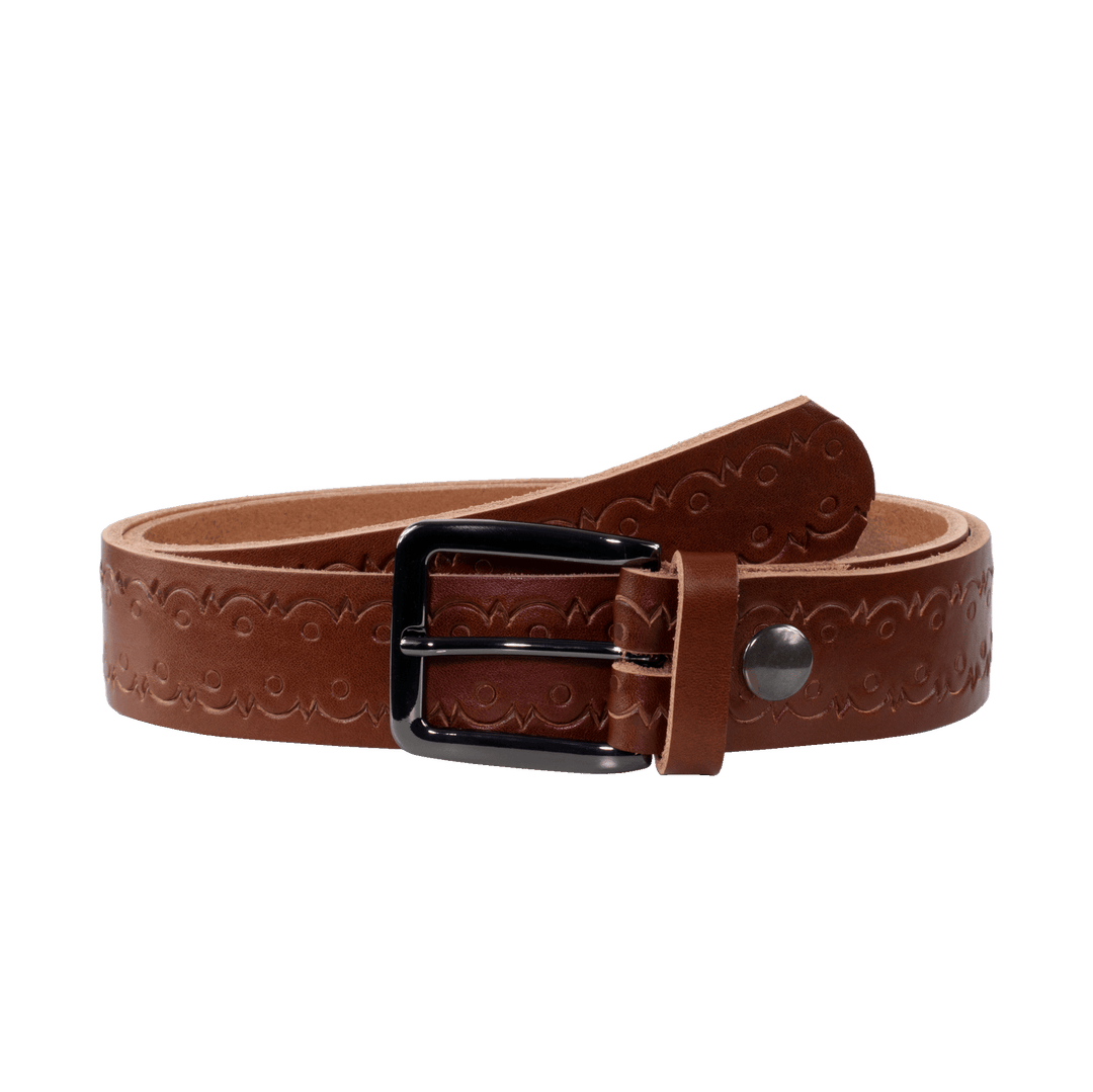 Ledergürtel 3,5cm mit Schnalle Prag cognac Lochwelle