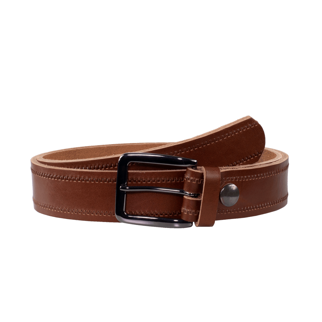 Ledergürtel 3,5cm mit Schnalle Prag cognac Reißverschluss