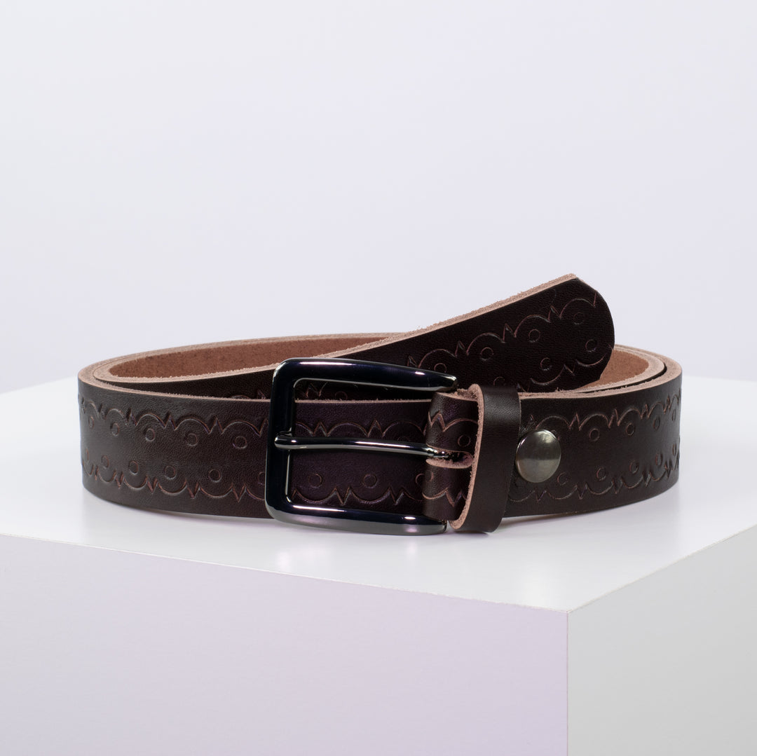Ledergürtel 3,5cm mit Schnalle Prag dunkelbraun Lochwelle