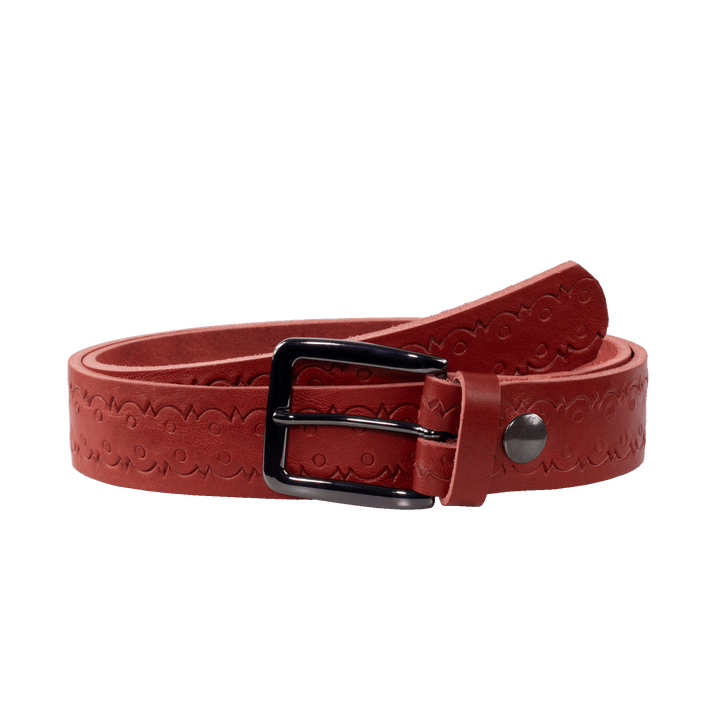 Ledergürtel 3,5cm mit Schnalle Prag rot Lochwelle