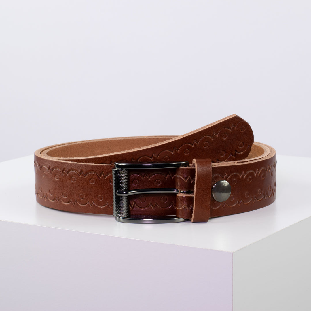 Ledergürtel 3,5cm mit Schnalle Zürich cognac Lochwelle