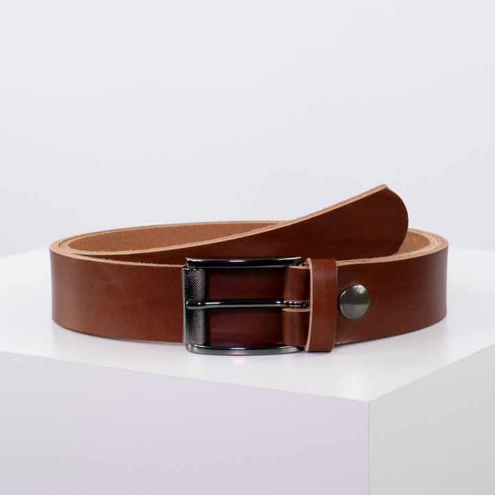 Ledergürtel 3,5cm mit Schnalle Zürich cognac ohne Muster