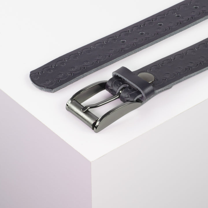Ledergürtel 3,5cm mit Schnalle Zürich navi Lochwelle