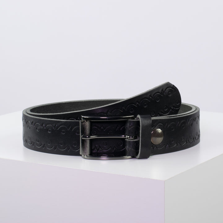 Ledergürtel 3,5cm mit Schnalle Zürich schwarz Lochwelle