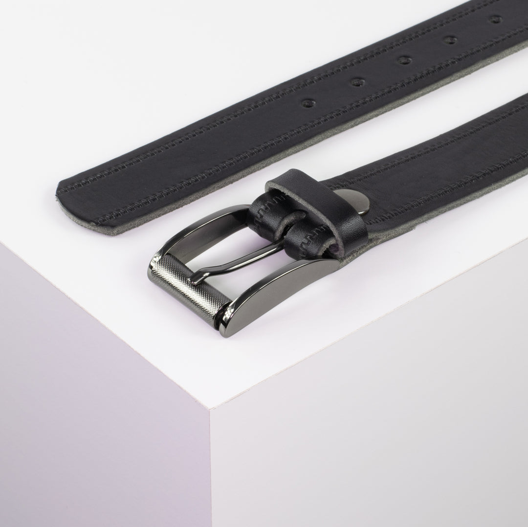 Ledergürtel 3,5cm mit Schnalle Zürich schwarz Reißverschluss