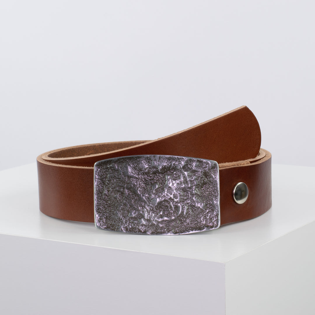 Ledergürtel 4cm mit Schnalle Death Valley cognac ohne Muster
