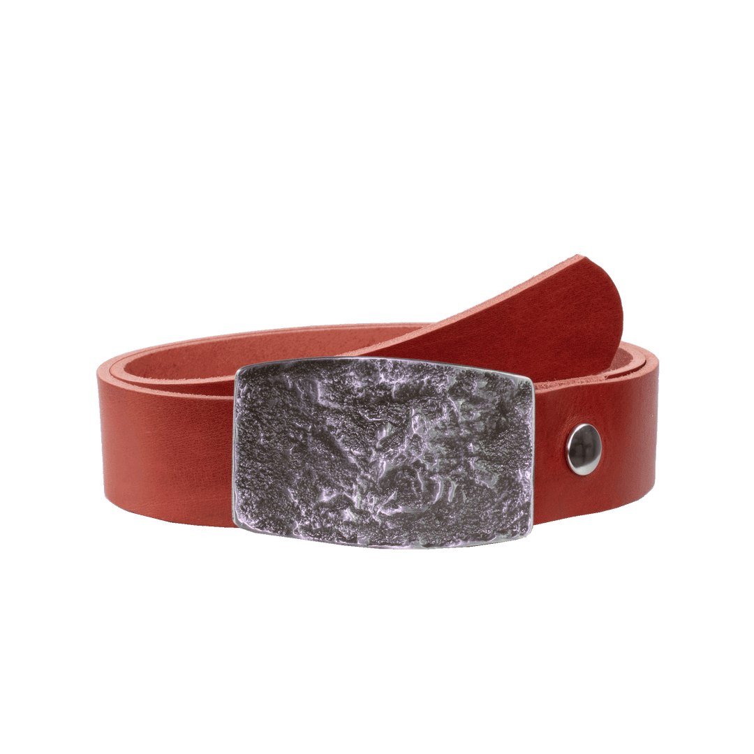 Ledergürtel 4cm mit Schnalle Death Valley rot ohne Muster