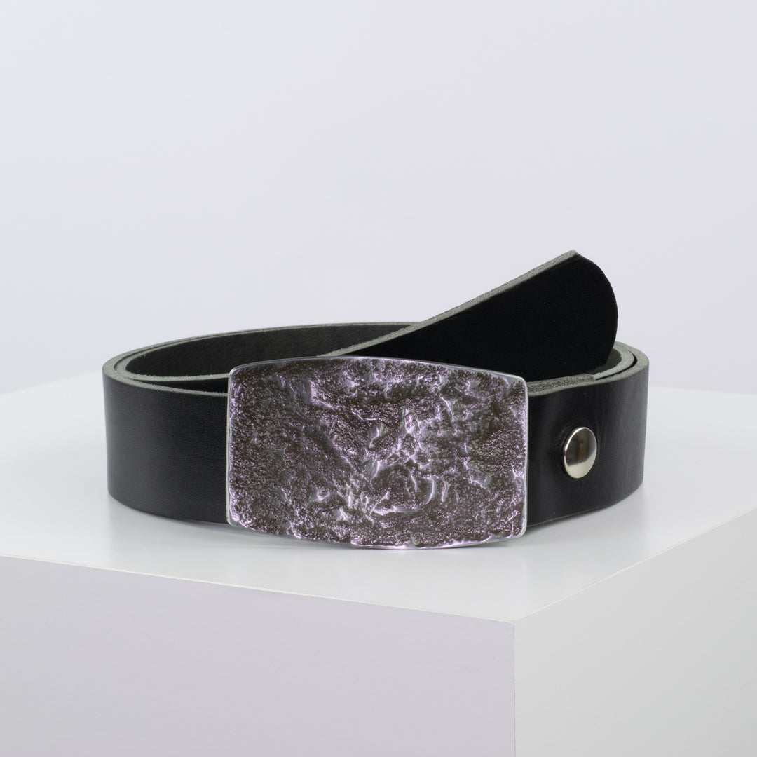 Ledergürtel 4cm mit Schnalle Death Valley schwarz ohne Muster