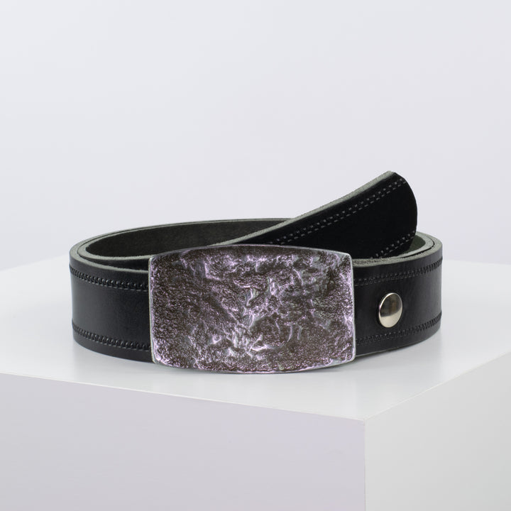 Ledergürtel 4cm mit Schnalle Death Valley schwarz Reißverschluss