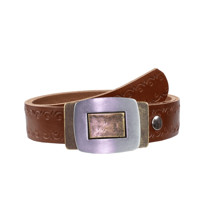 Ledergürtel 4cm mit Schnalle Inside Out cognac Lochwelle