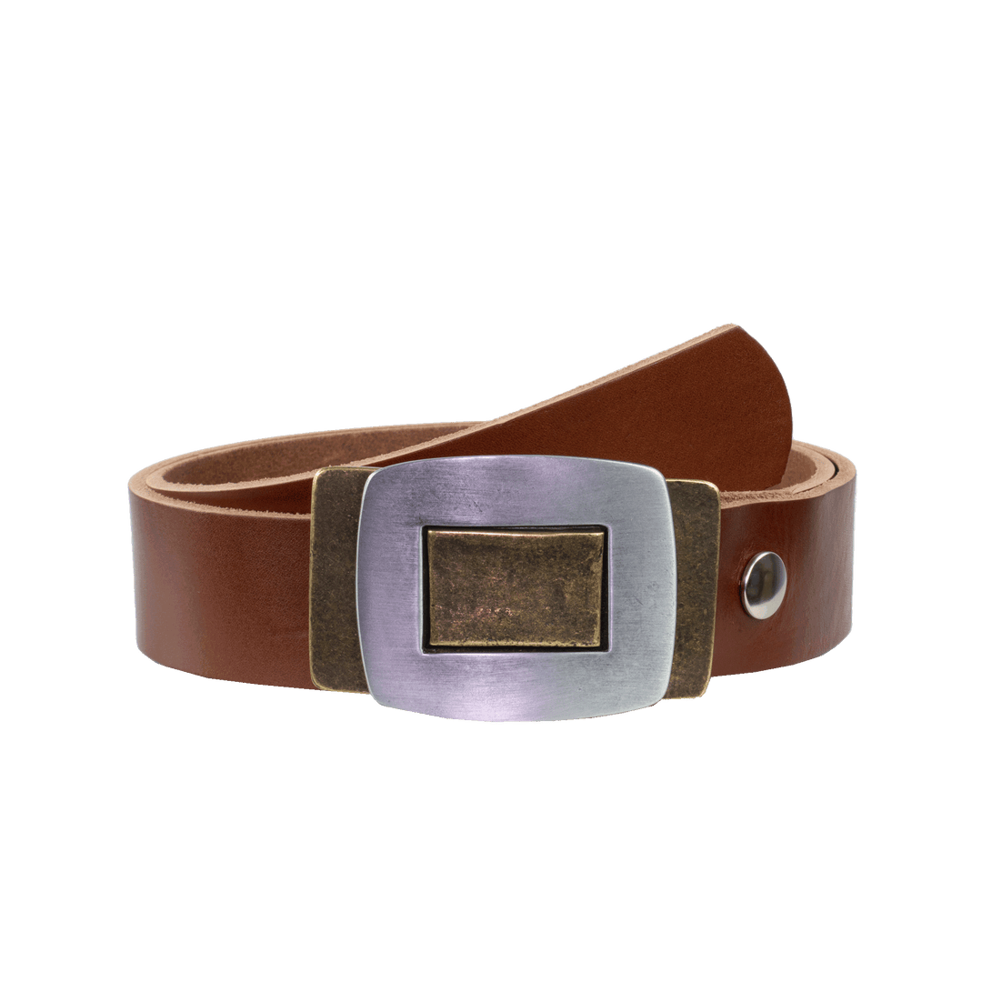 Ledergürtel 4cm mit Schnalle Inside Out cognac ohne Muster