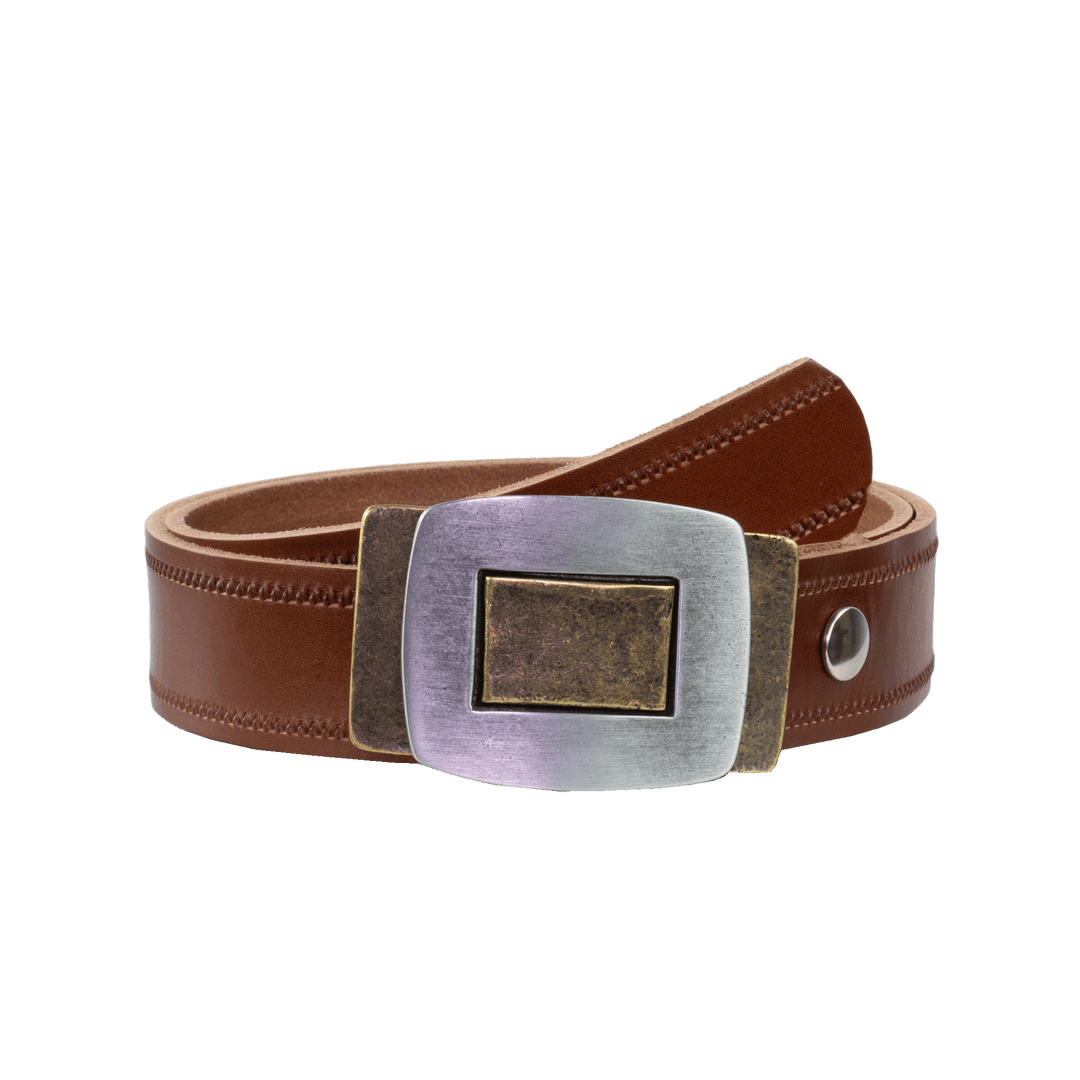 Ledergürtel 4cm mit Schnalle Inside Out cognac Reißverschluss