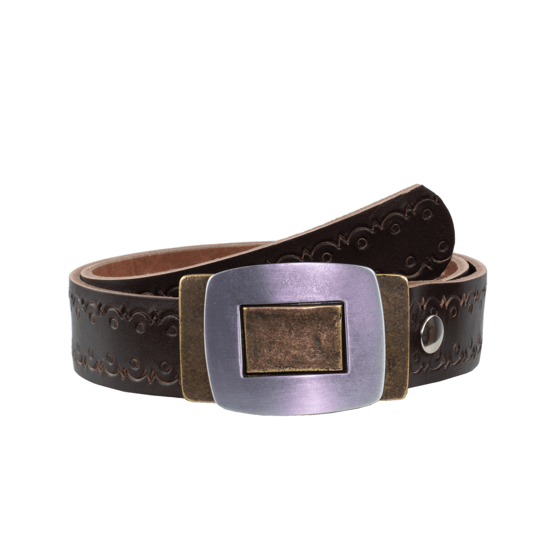 Ledergürtel 4cm mit Schnalle Inside Out dunkelbraun Lochwelle