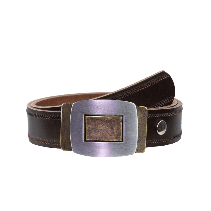 Ledergürtel 4cm mit Schnalle Inside Out dunkelbraun Reißverschluss
