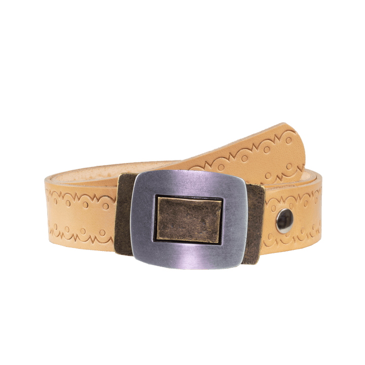Ledergürtel 4cm mit Schnalle Inside Out natur Lochwelle