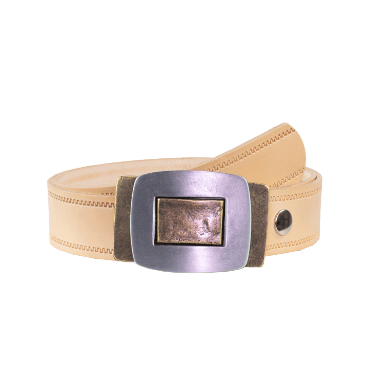 Ledergürtel 4cm mit Schnalle Inside Out natur Reißverschluss
