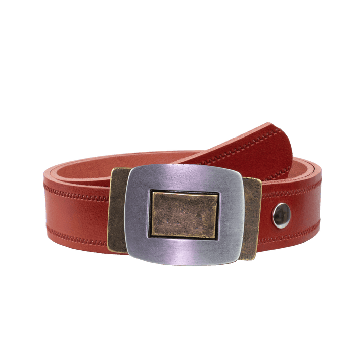 Ledergürtel 4cm mit Schnalle Inside Out rot Reißverschluss
