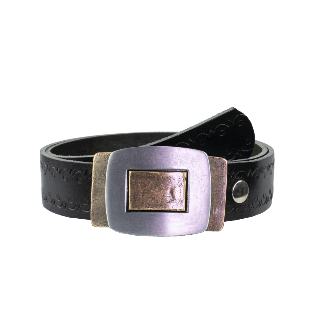 Ledergürtel 4cm mit Schnalle Inside Out schwarz Lochwelle